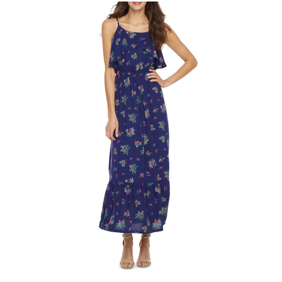 Peyton & Parker Dresses & Skirts - Peyton & Parker Blue Navy Bree Floral Rayon Layered Overlay Maxi Dress Size XL
